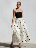 Classy Bandeau Polka Dot Dress