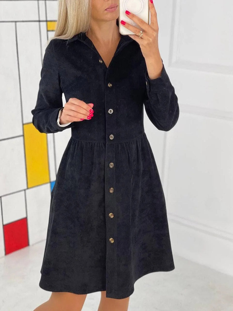 Lunimesd Single-Breasted Long-Sleeved Dress(4 colors)