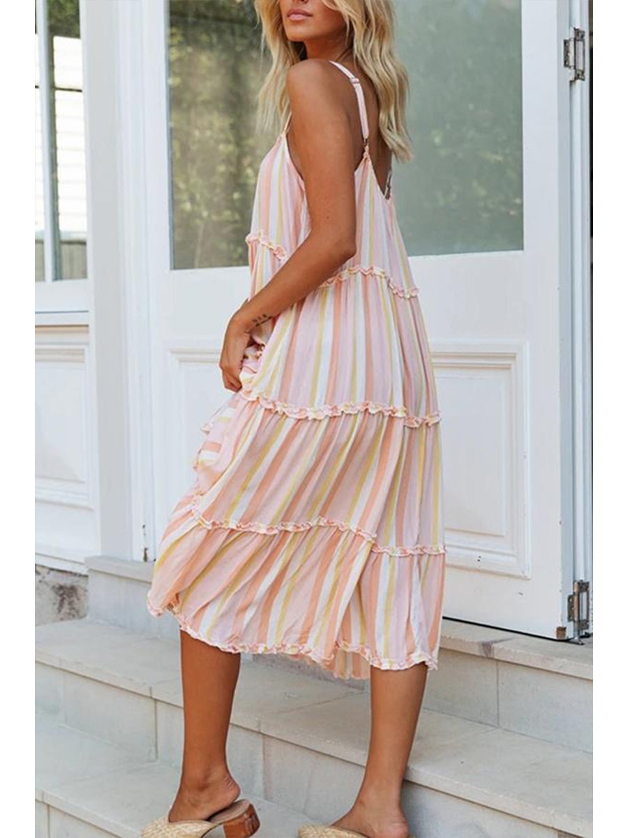 Lunimesd Elegant Solid Color Sling Dress