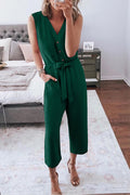 Lunimesd Buttoned Sleeveless Cropped Jumpsuit With Sash