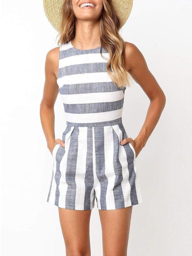 Lunimesd Sleeveless Striped Romper(3 Colors)