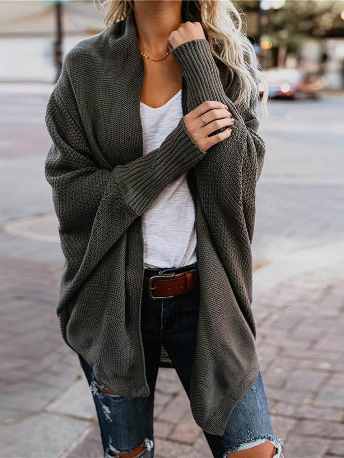 Lunimesd Bat sleeve plus size long knitted cardigan sweater（13 colors）