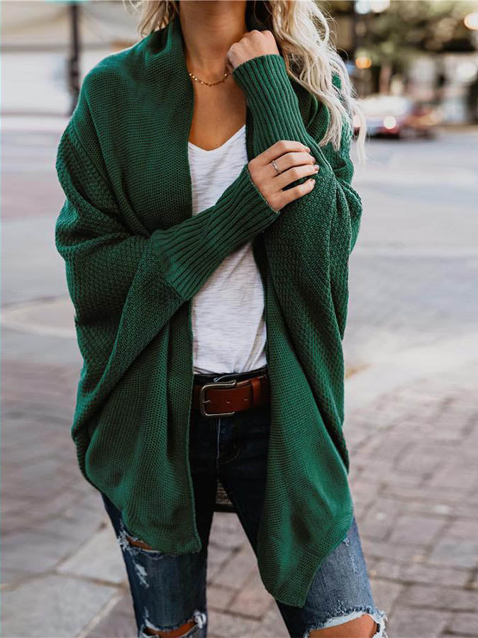 Lunimesd Bat sleeve plus size long knitted cardigan sweater（13 colors）