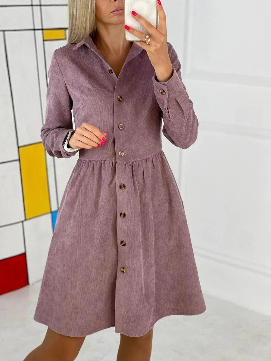 Lunimesd Single-Breasted Long-Sleeved Dress(4 colors)