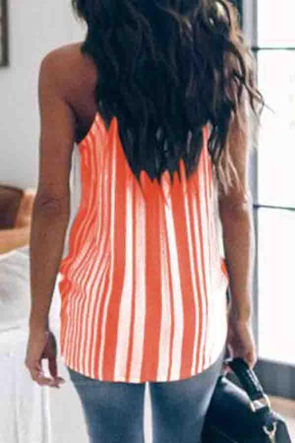 Lunimesd Sleeveless Striped Spaghetti Strap Casual Wear Vest