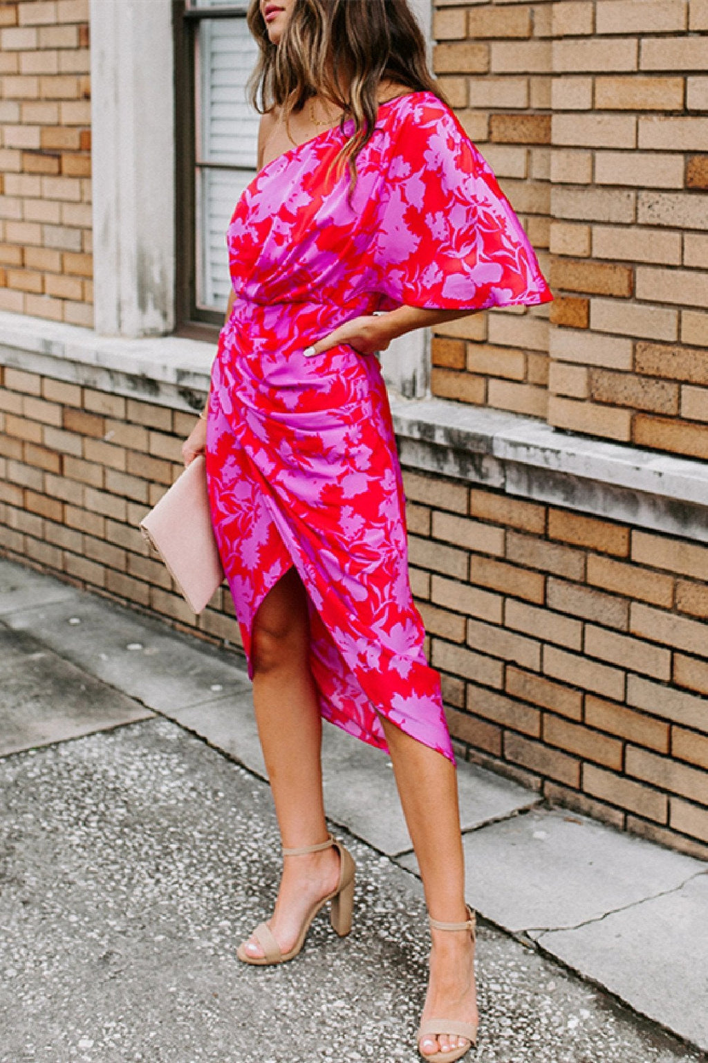 Lunimesd One shoulder Tulip Hem Printed Dress