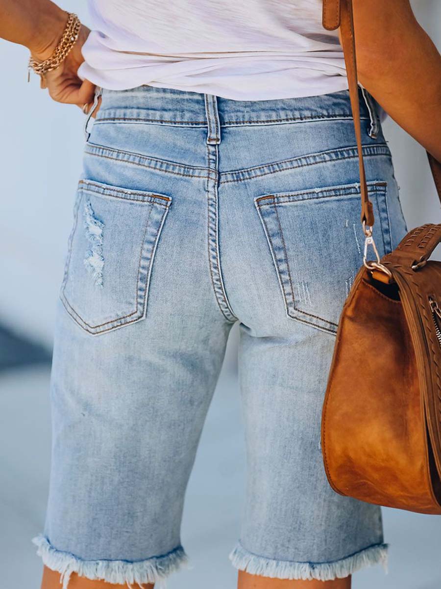 Torn Fringe Denim Pants