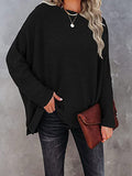 Lunimesd Solid Color Knitted Bat Long Sleeve Sweater