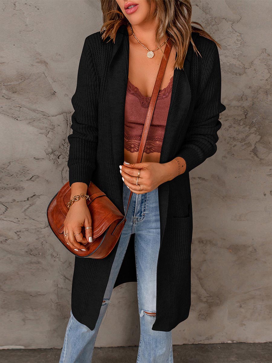 Lunimesd Solid Color Hooded Sweater Jacket