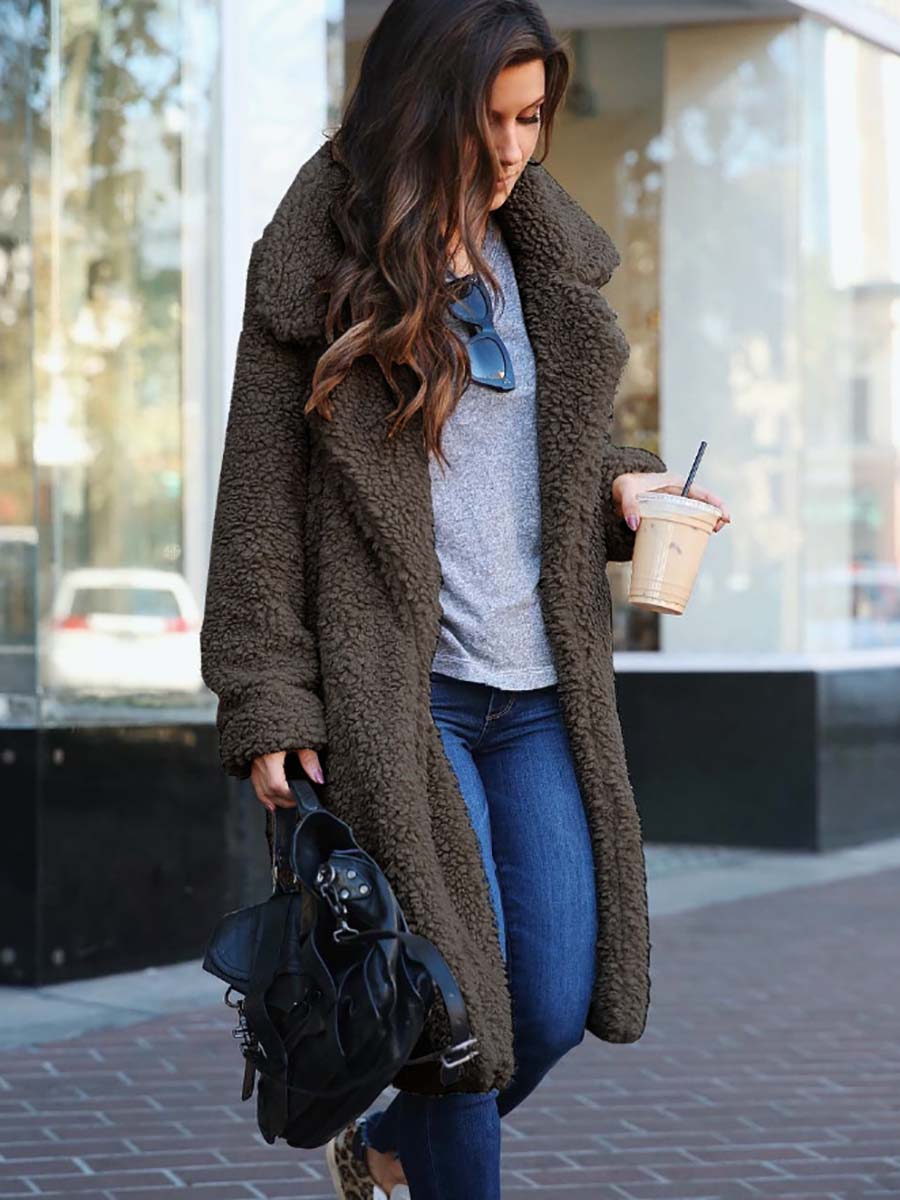 Lunimesd Long-Sleeved Lapel Plush Jacket(7 colors)