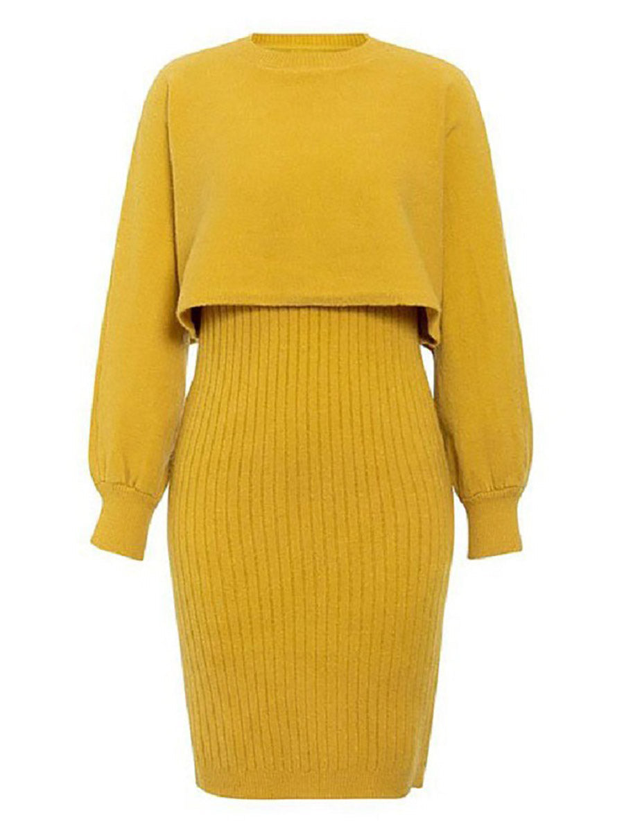 Lunimesd Full Of Surprises Ribbed Knit Midi Dress