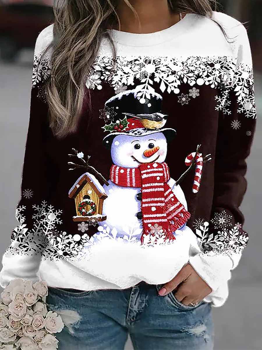 Lunimesd Christmas snowman print loose sweater(8 colors)