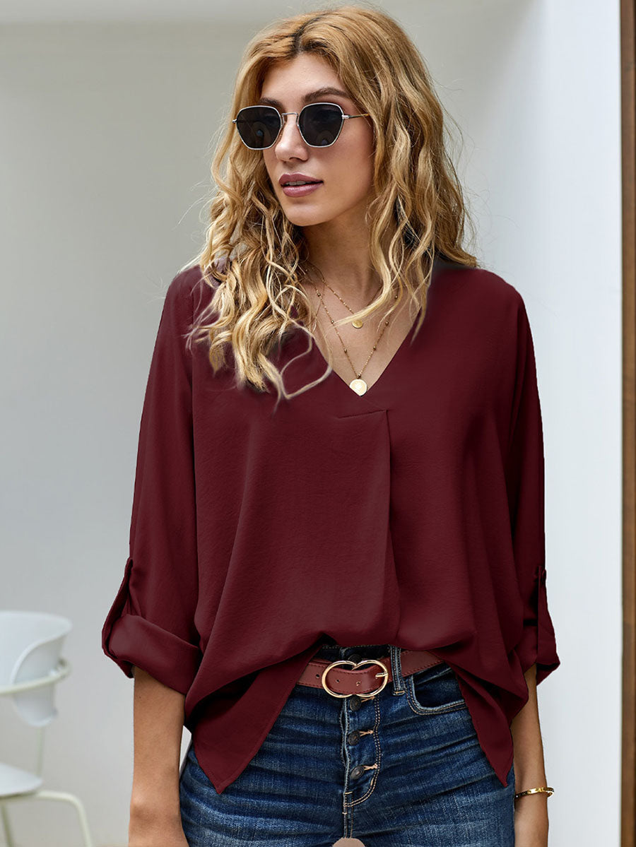 Lunimesd Sexy V-Neck Loose Long-Sleeved Tops (7 colors)