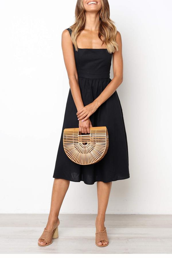 Lunimesd Sleeveless Solid Color Regular Fit Casual Wear Dress