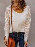 Lunimesd Hollow Striped Long Sleeve V-Neck Top(6 colors)
