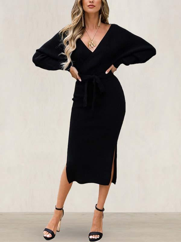 Lunimesd V Neck Autumn Dress