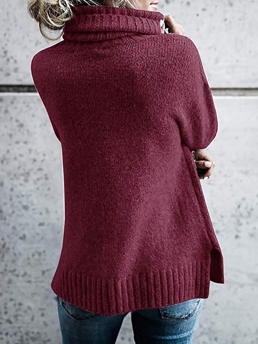 Lunimesd Solid Color Turtleneck Long Sleeve Sweater(6 colors)
