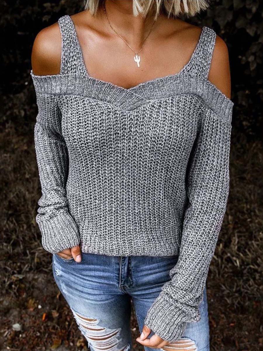 Lunimesd off-Shoulder Knitted Sweater