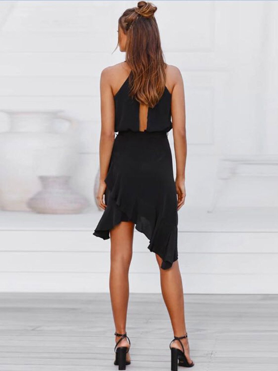 Lunimesd Sling Polka Dot Irregular Dress