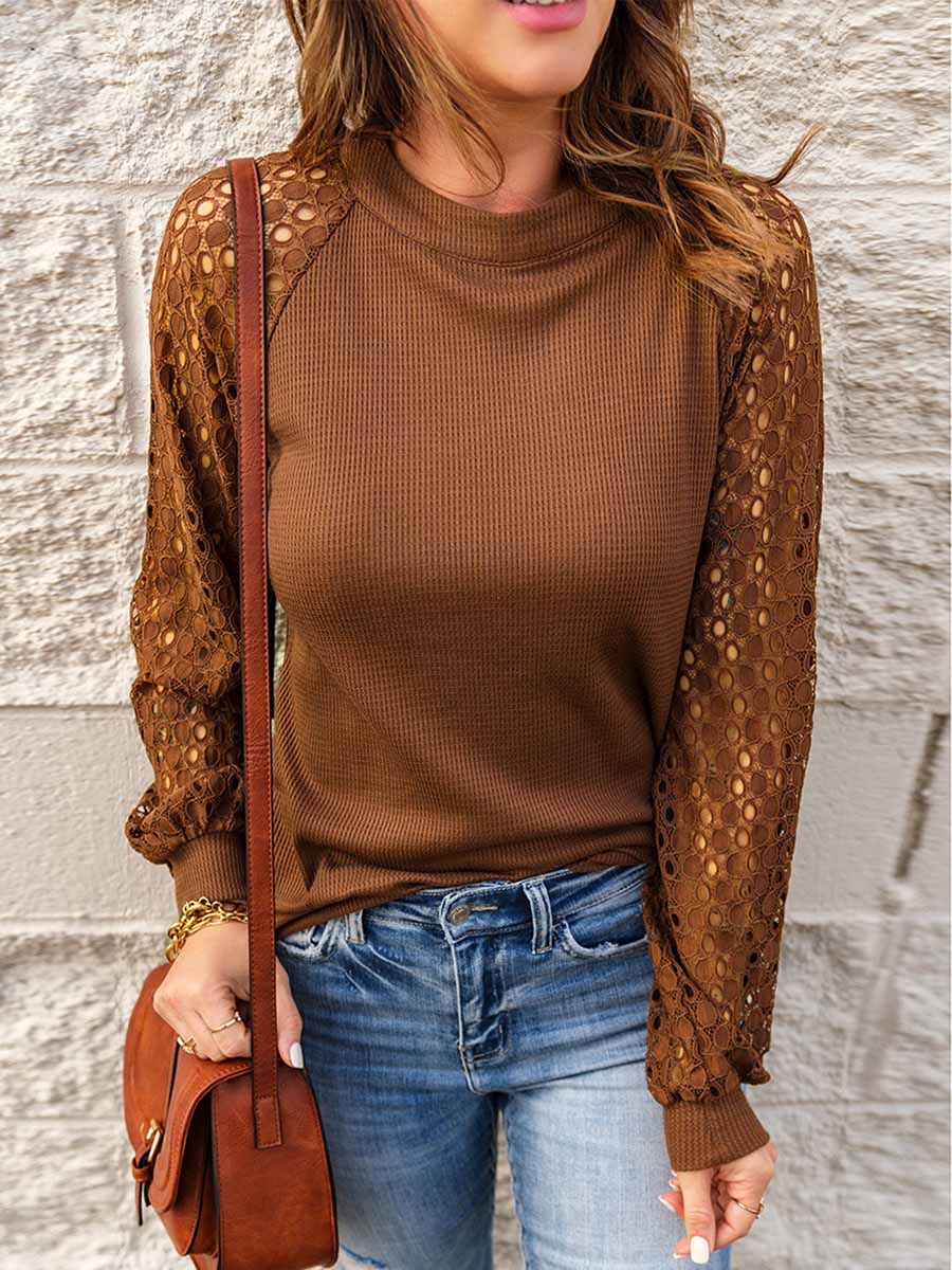 Lunimesd Lace Patchwork Long Sleeve Top (5 colors)