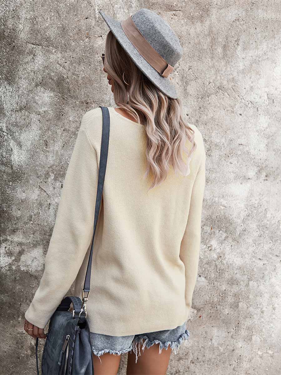 Lunimesd  Long-sleeved V-neck Sexy Top