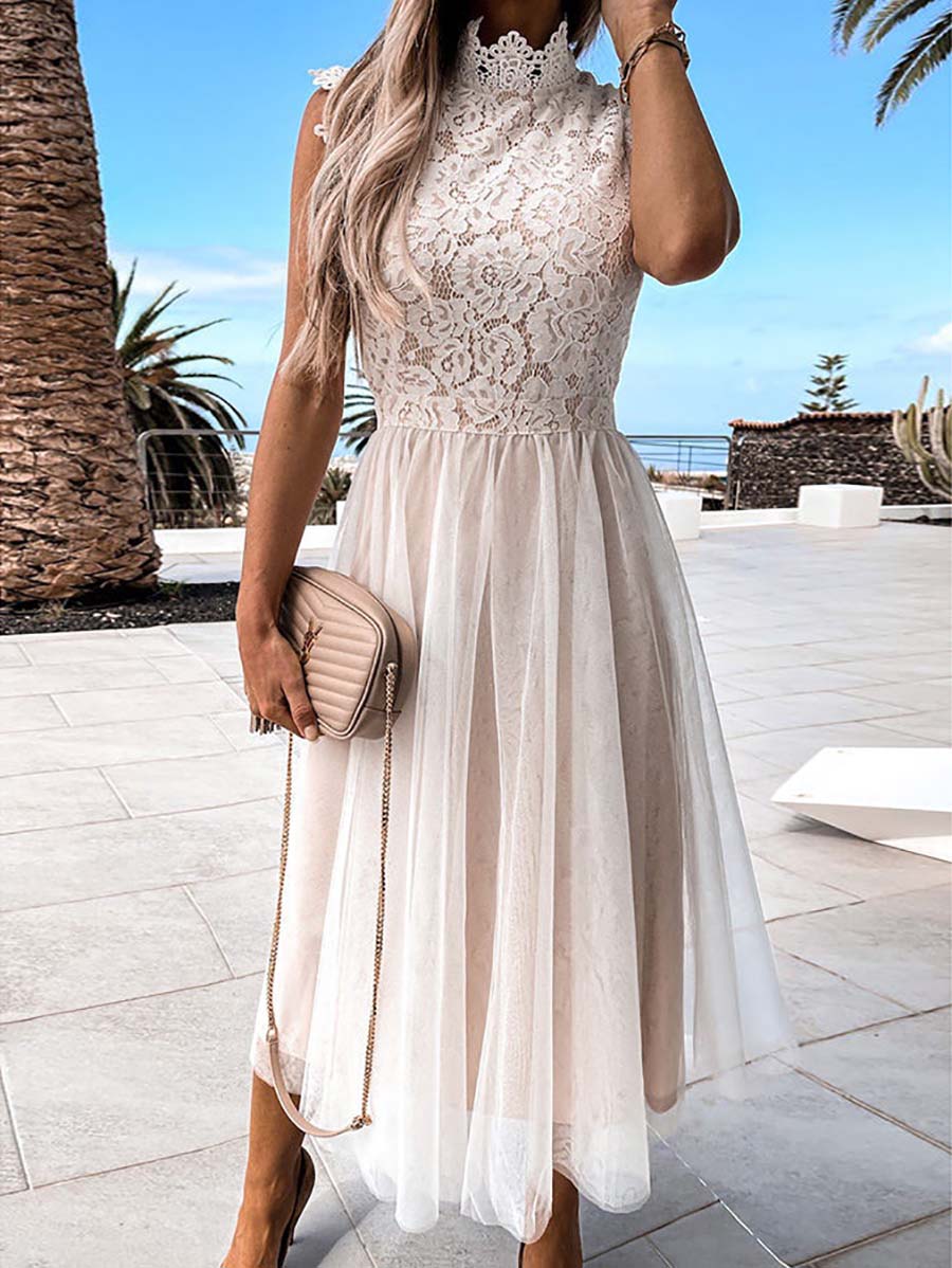 Lunimesd Sweet Lace Midi Dress