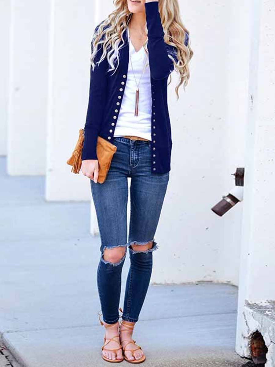 Lunimesd Buttons Cardigan Tops