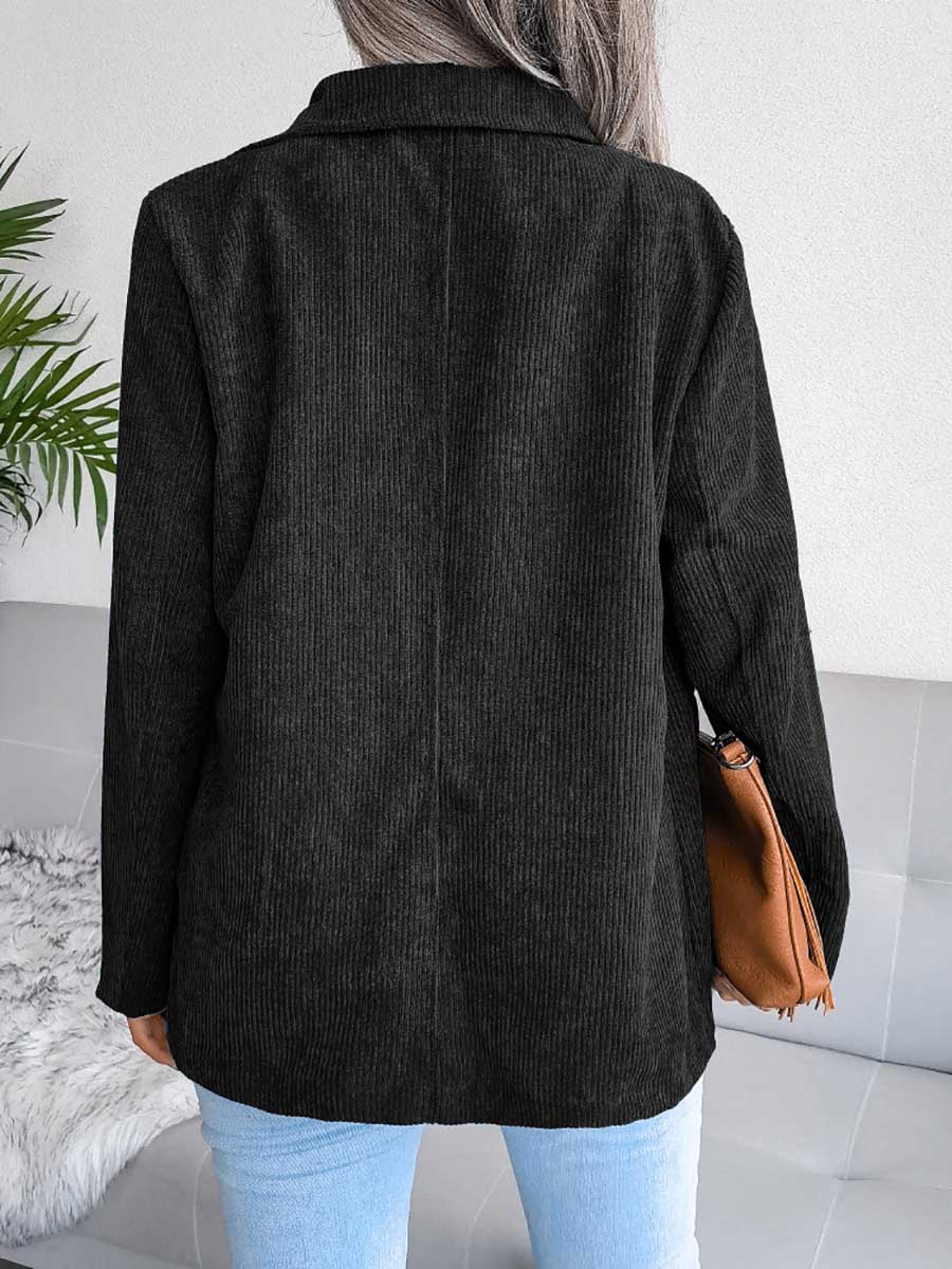 Lunimesd Solid Color Corduroy Fashion Double-Breasted Jacket