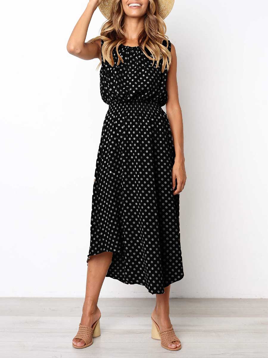 Lunimesd Sleeveless Dot Dress