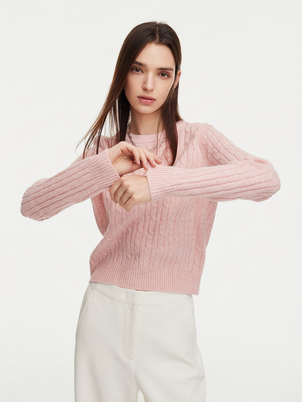 WOOL CABLE KNIT WOMEN SWEATER