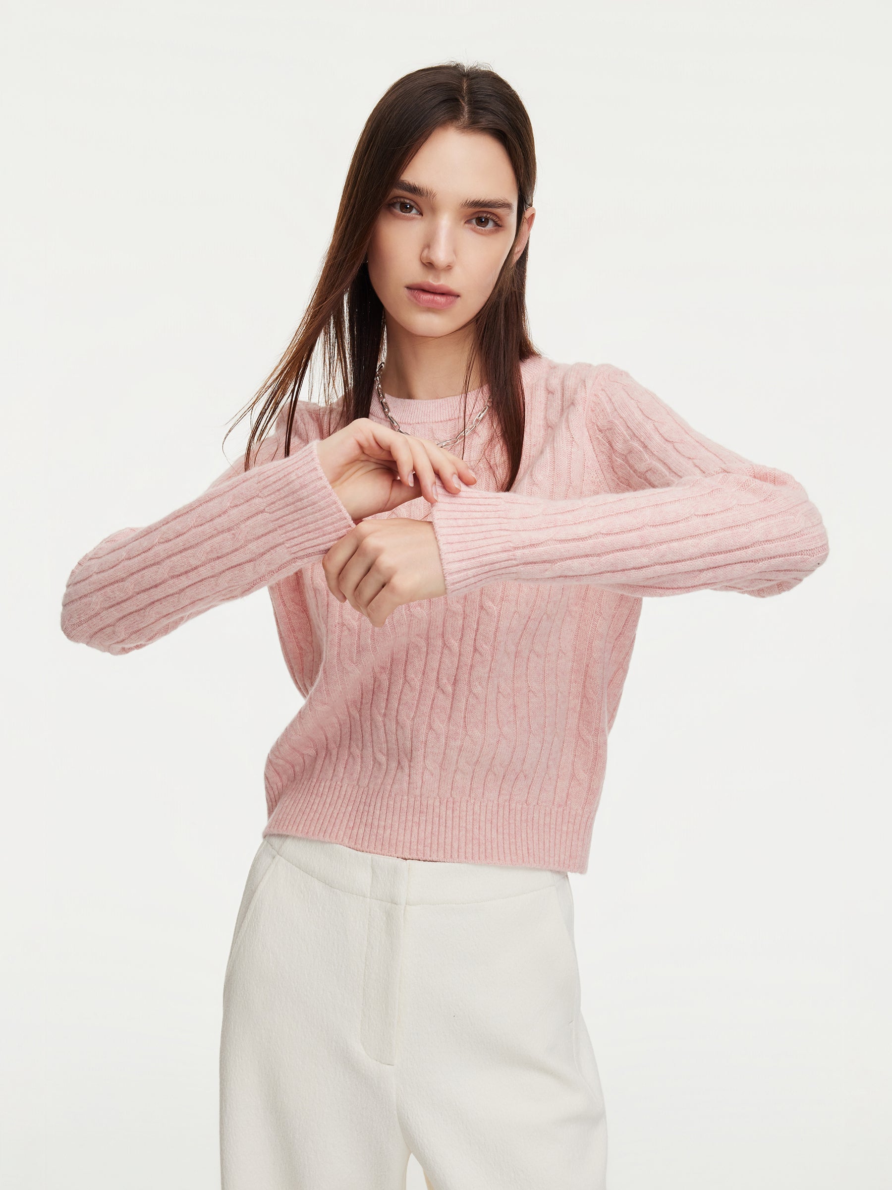 WOOL CABLE KNIT WOMEN SWEATER