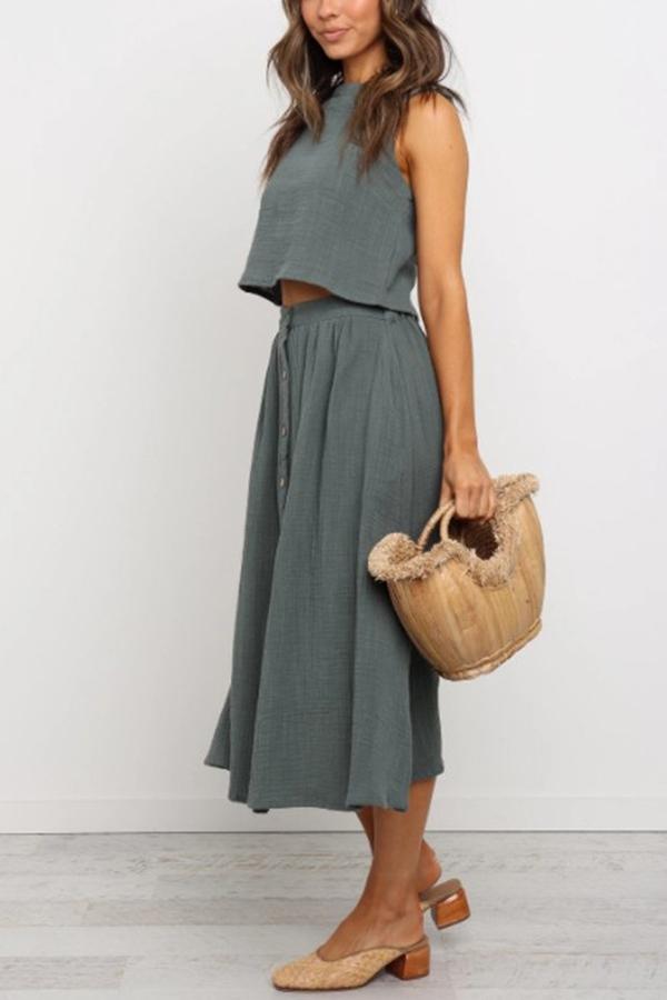 Lunimesd Tank Button Down Dress Set