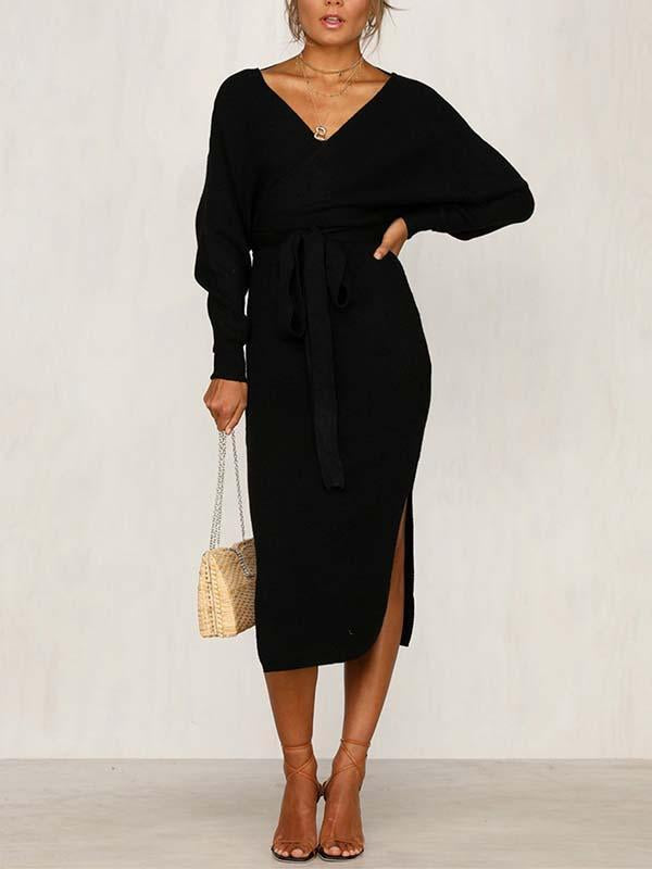 Lunimesd V Neck Autumn Dress