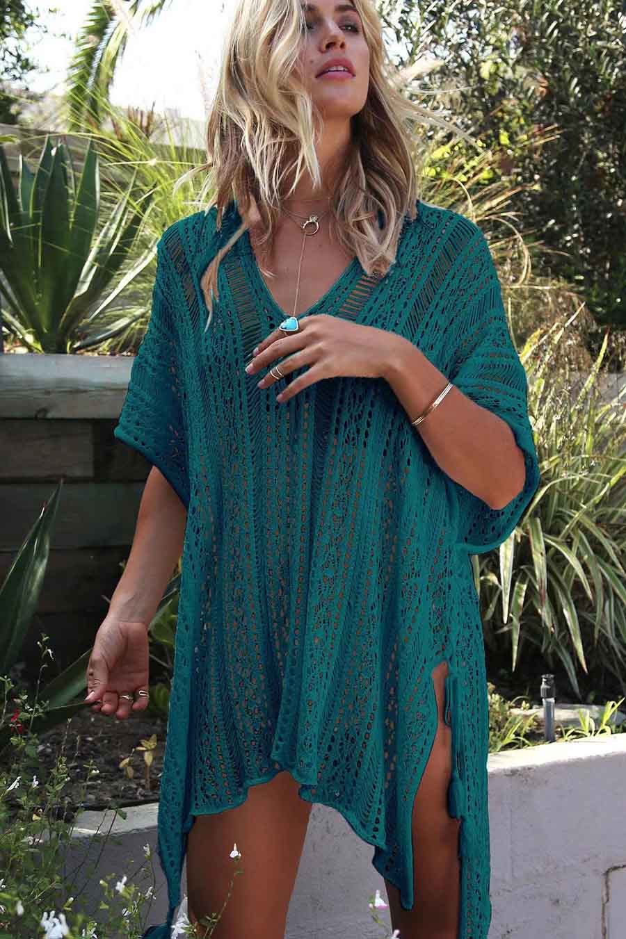 Lunimesd Hollow Beach Vacation Knitted Sunscreen Blouse