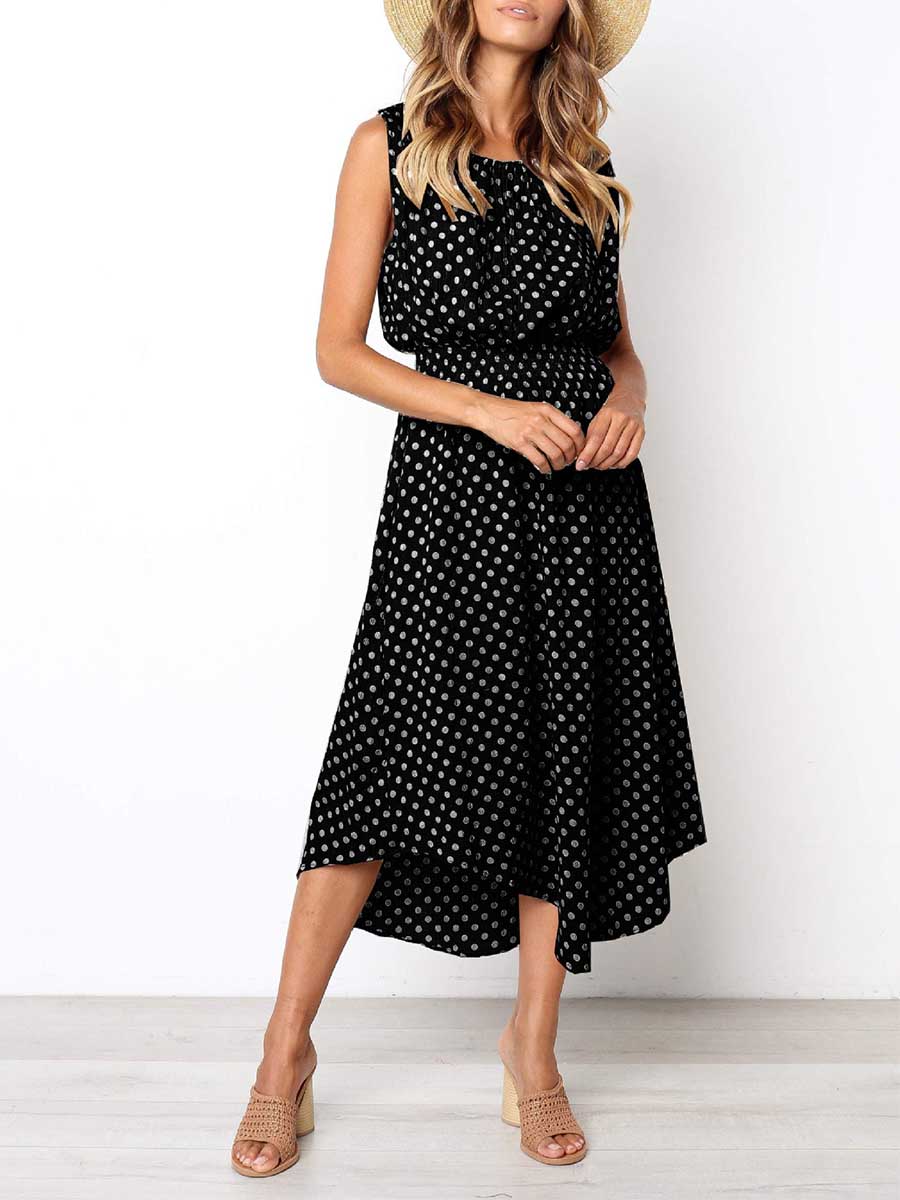 Lunimesd Sleeveless Dot Dress
