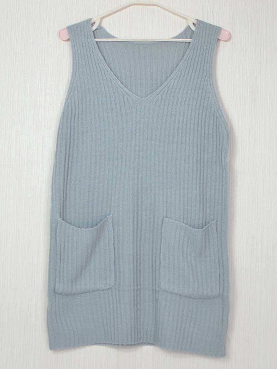 Lunimesd V Neck Sleeveless Knit Vest