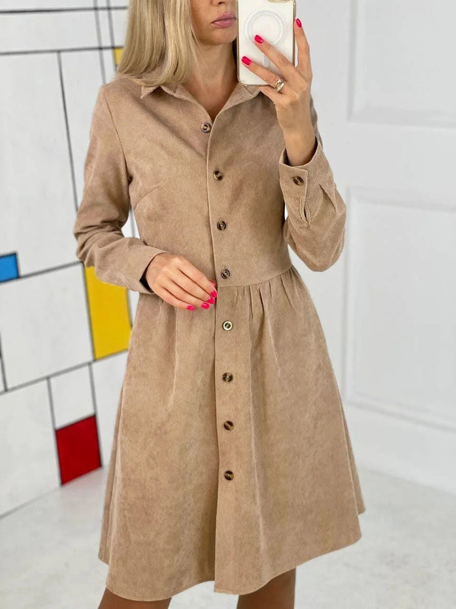 Lunimesd Single-Breasted Long-Sleeved Dress(4 colors)
