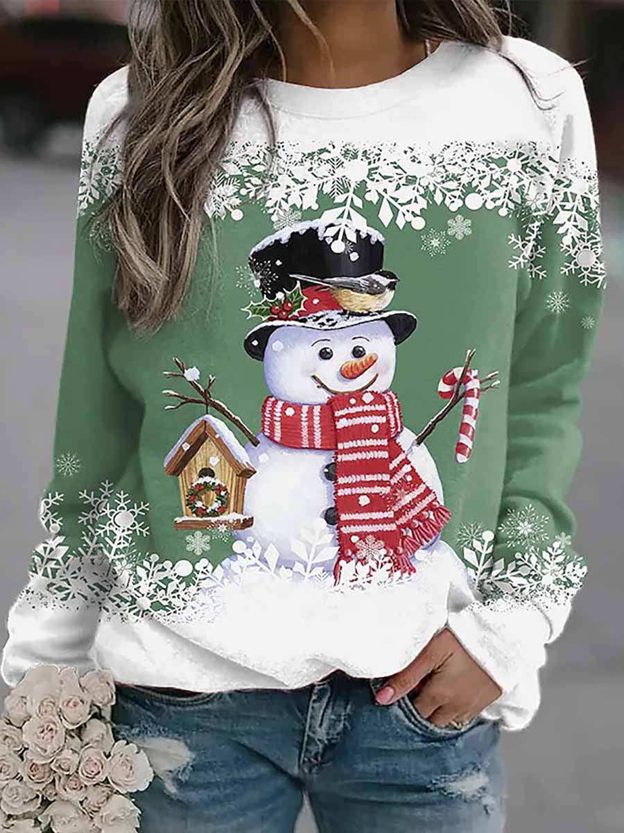 Veleaee Christmas snowman print loose sweater(8 colors)