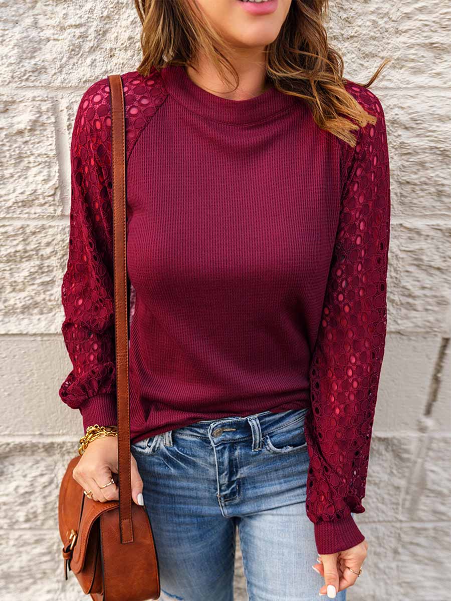 Lunimesd Lace Patchwork Long Sleeve Top (5 colors)