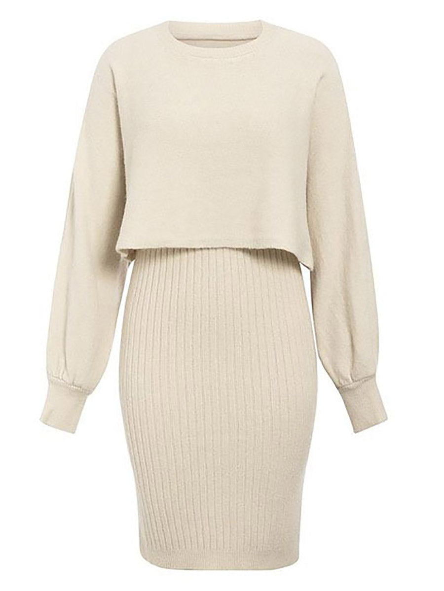 Lunimesd Full Of Surprises Ribbed Knit Midi Dress
