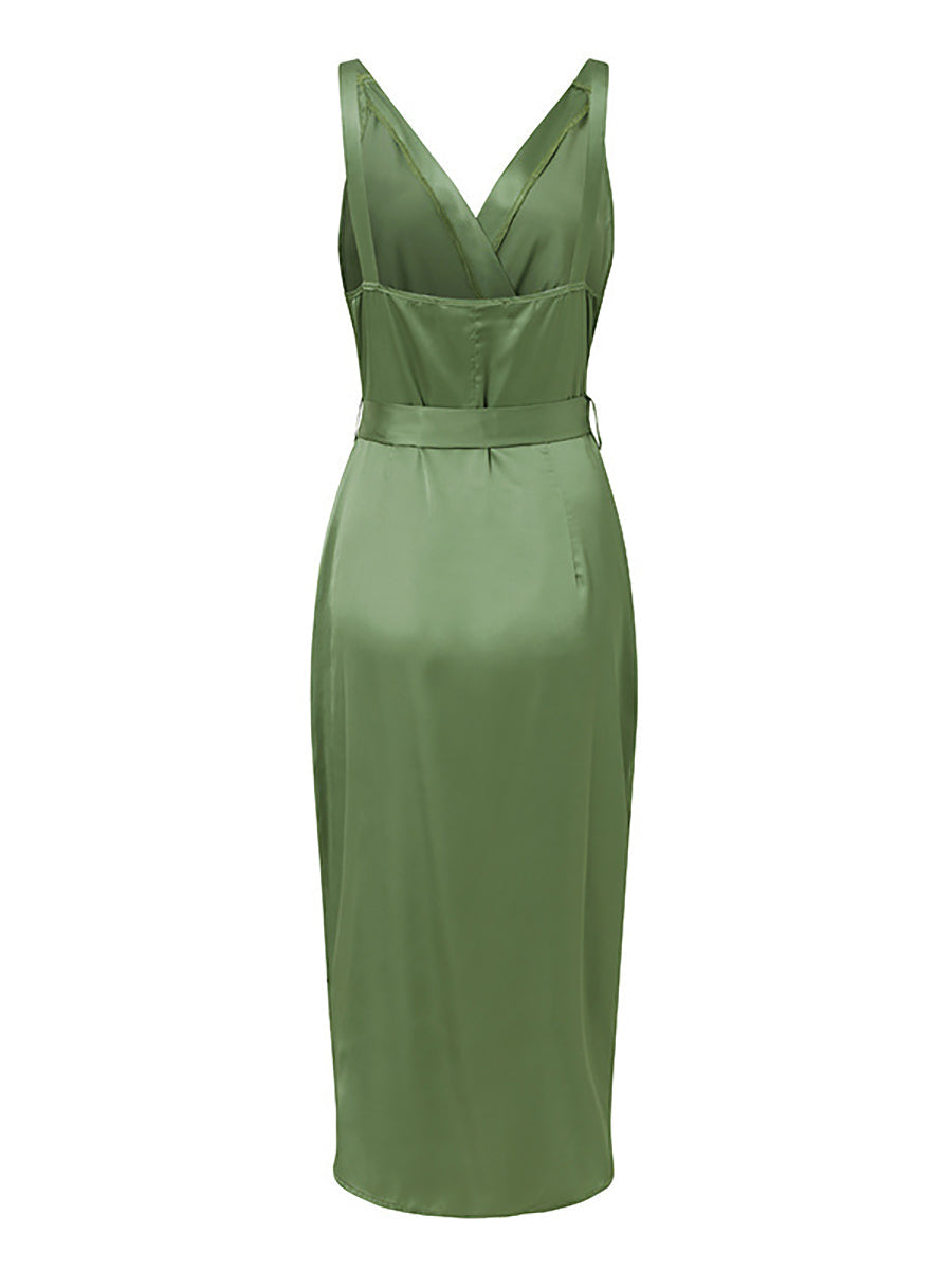 Lunimesd Solid Color Straps Slim Irregular Dresses