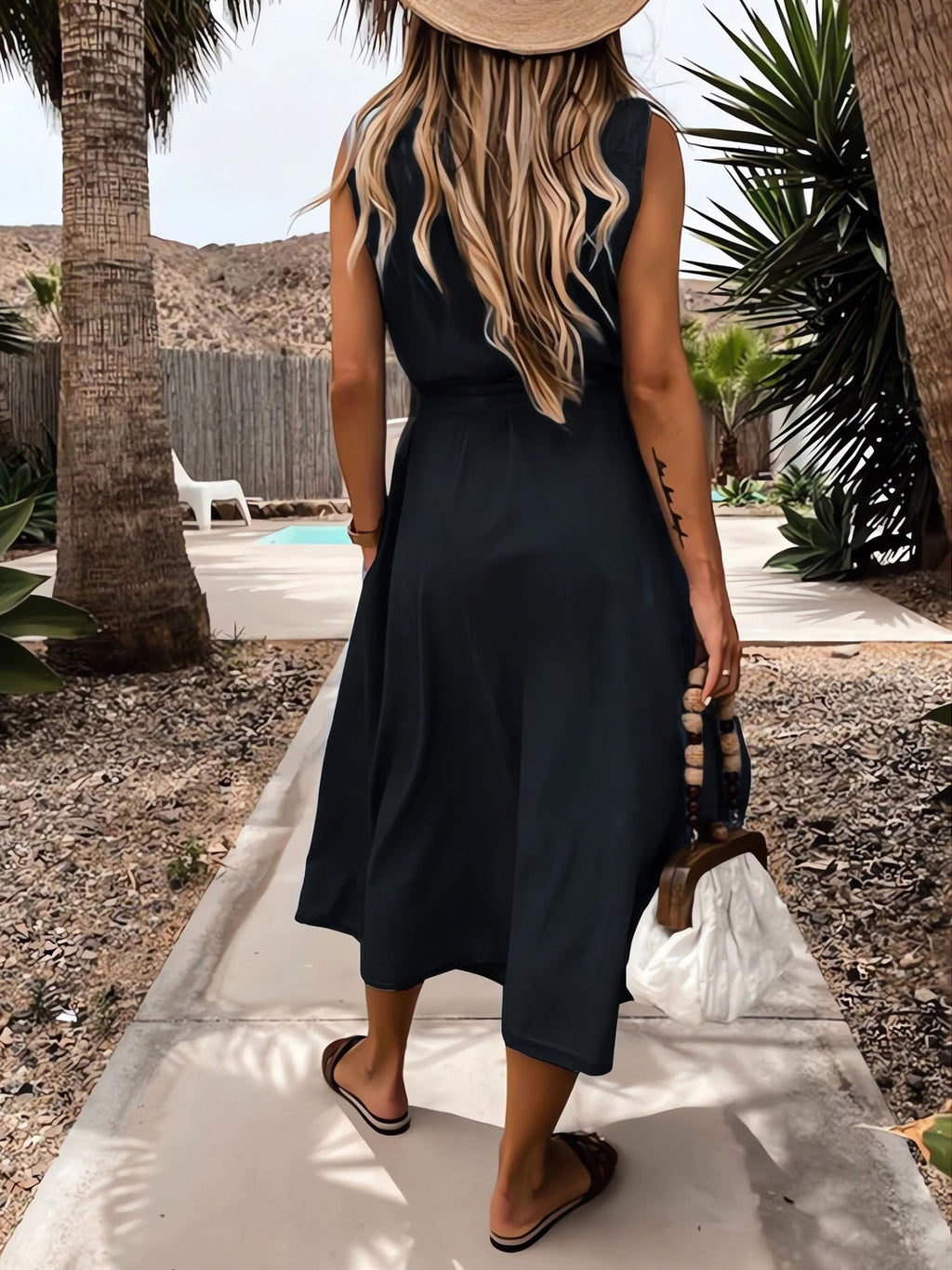 Single-Breasted Belt Denim Dress