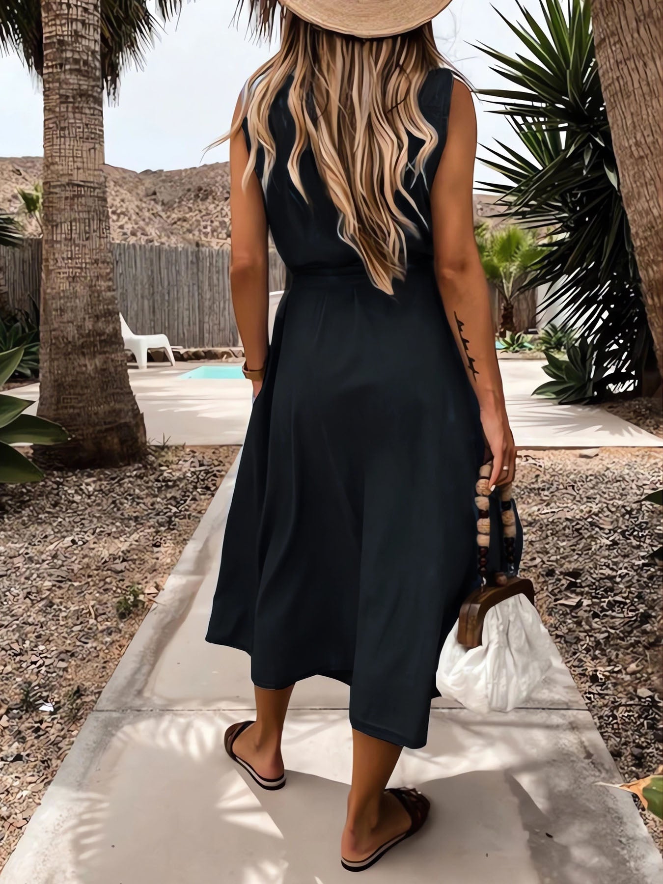 Single-Breasted Belt Denim Dress