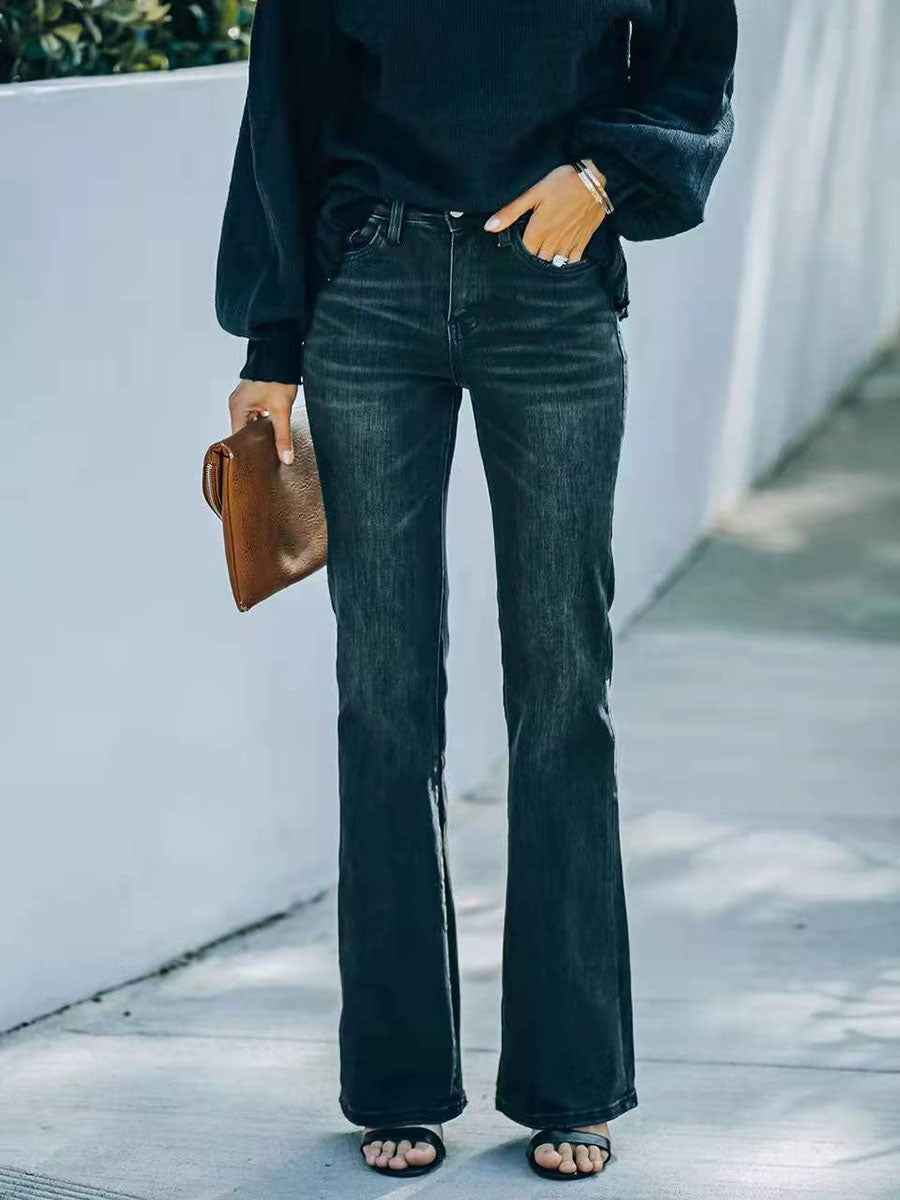 Lunimesd Fashion Slim High Waist Stretch Flare Jeans