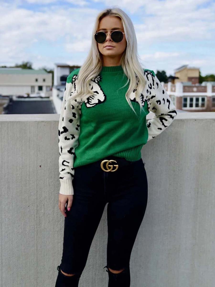 Lunimesd Snow Leopard Knit Sweater