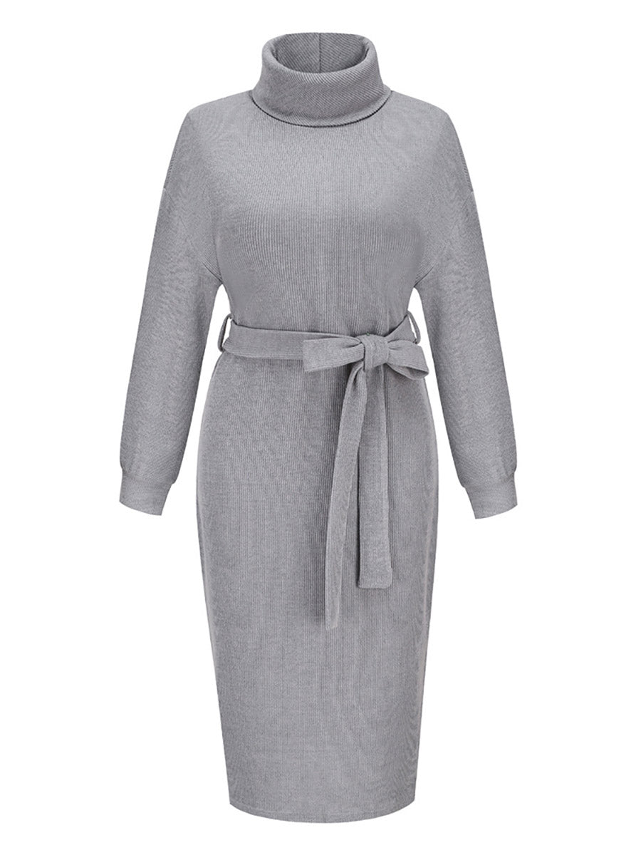 Lunimesd High Neck Lace-Up Knit Dress(4 colors)