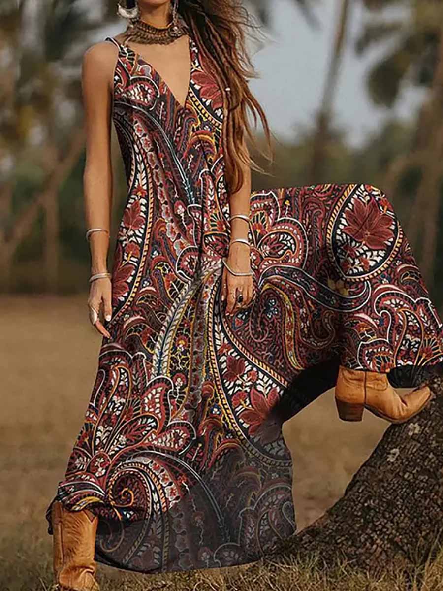 Lunimesd V-Neck Printed Camisole Dress