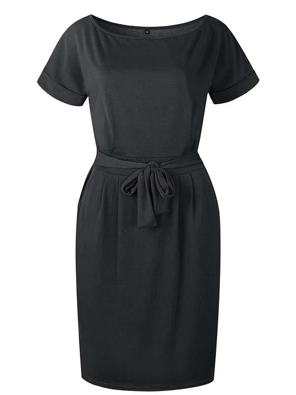 Lunimesd O Neck Midi Dress With Belt (4 colors)