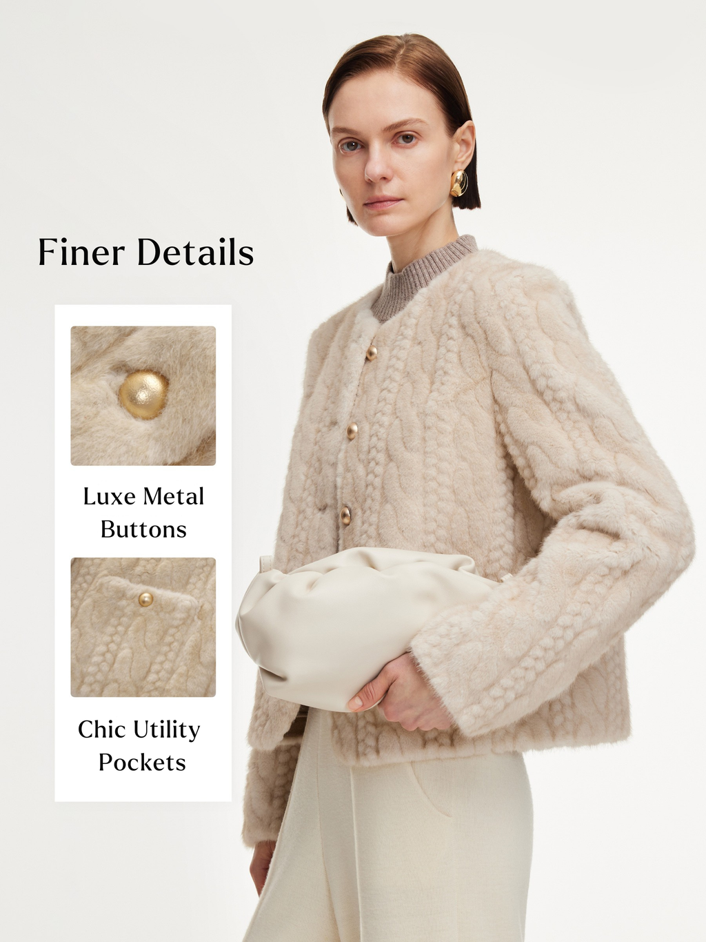ECO-FRIENDLY FAUX FUR TEXTURED WOMEN COAT
