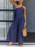 Lunimesd Chic Journey One Shoulder Straps Wide Leg Jumpsuit（8 colors）